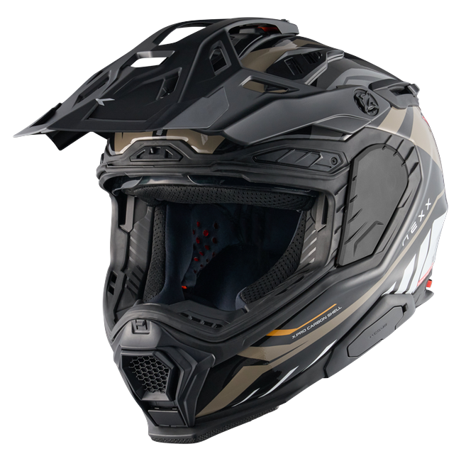 Nexx X.WED3 GOBI Sand White Adventure Helmet – three-quarter view, off-road setup