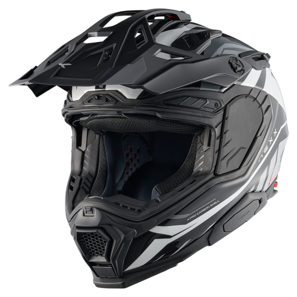 Nexx X.WED3 GOBI White Grey Adventure Helmet – three-quarter view, off-road setup