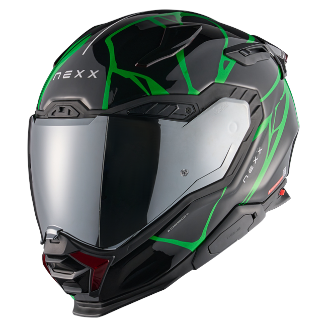 Nexx X.WST3 B-Side Black Green Street Helmet – front three-quarter view