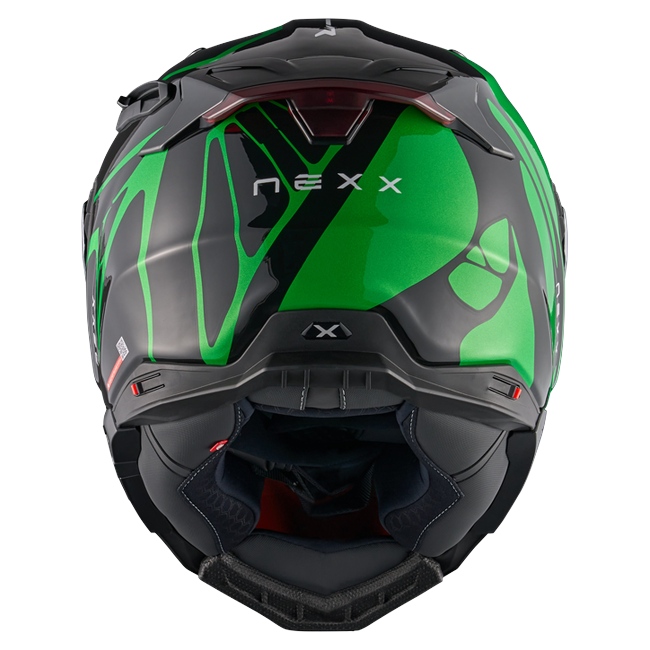 Nexx X.WST3 B-Side Black Green Street Helmet – rear view
