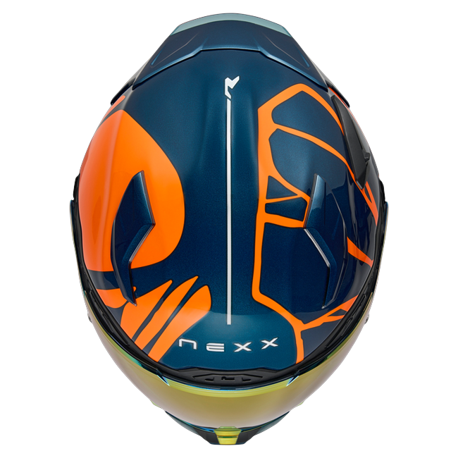 Nexx X.WST3 B-Side Blue Teal Orange Street Helmet – top view