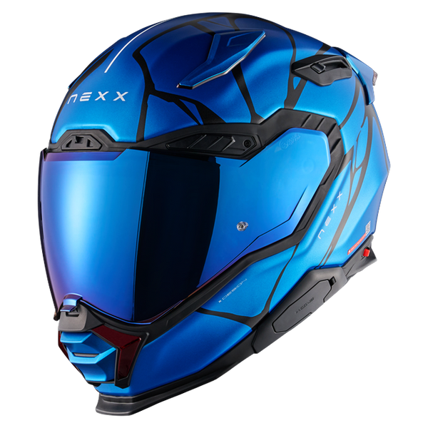 Nexx X.WST3 B-Side Sky Blue Black Street Helmet – front three-quarter view