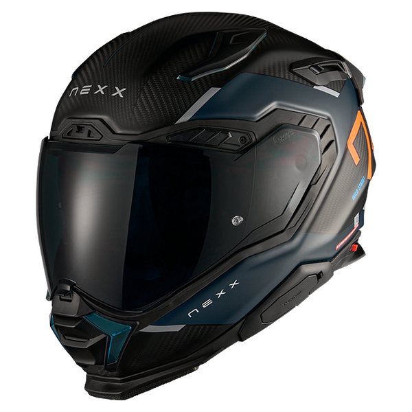 Nexx X.WST3 Manga Orange Blue Street Helmet – front three-quarter view
