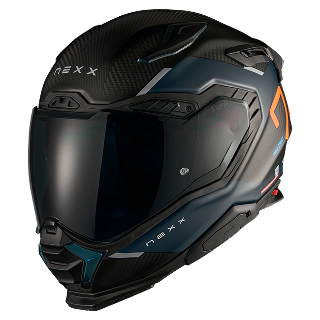 Nexx X.WST3 Manga Orange Blue Street Helmet – front three-quarter view