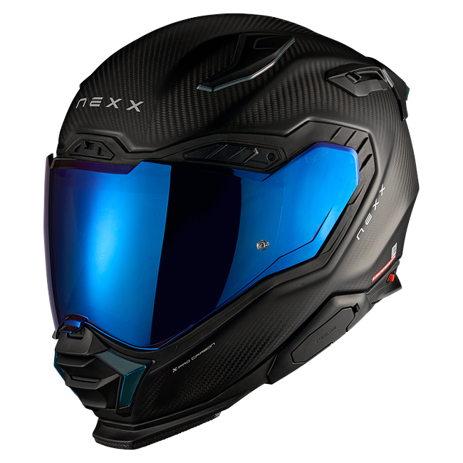 Nexx X.WST3 Zero Pro Carbon Blue Street Helmet – front three-quarter view