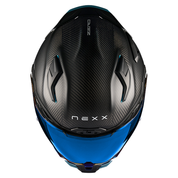 Nexx X.WST3 Zero Pro Carbon Blue Street Helmet – top view