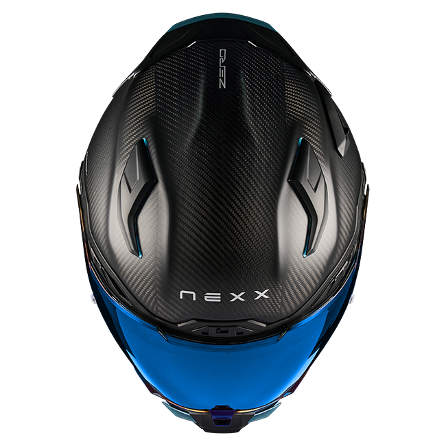 Nexx X.WST3 Zero Pro Carbon Blue Street Helmet – top view
