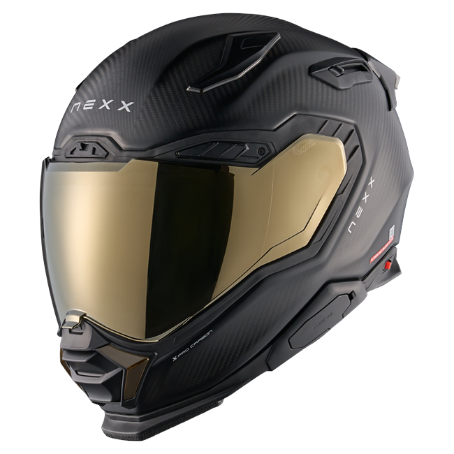 Nexx X.WST3 Zero Pro Carbon Gold Street Helmet – front three-quarter view