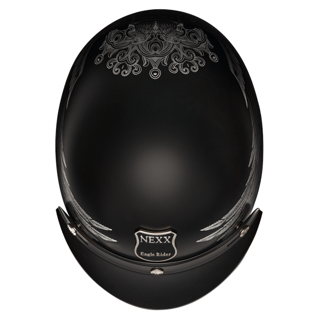 Nexx Y.10 Eagle Rider Black Grey MT Jet Helmet – top view