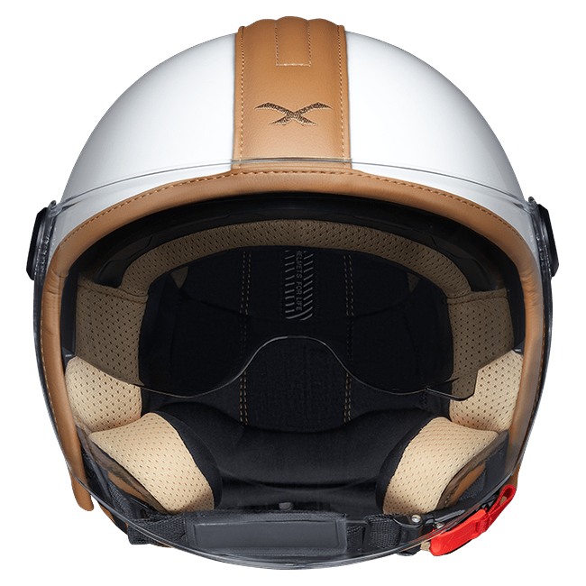 Nexx Y.10 Midtown White Camel Jet Helmet – front view