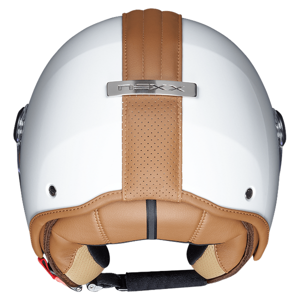 Nexx Y.10 Midtown White Camel Jet Helmet – rear view