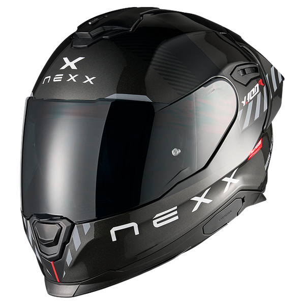 Nexx Y.100R Fade Black Red Full-Face Helmet – front three-quarter view
