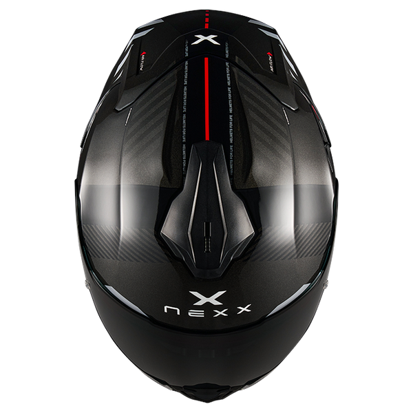 Nexx Y.100R Fade Black Red Full-Face Helmet – top view