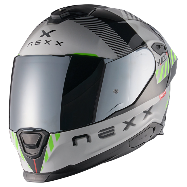 Nexx Y.100R Fade Grey Black Full-Face Helmet – front three-quarter view