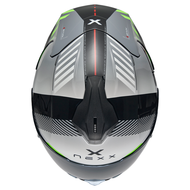 Nexx Y.100R Fade Grey Black Full-Face Helmet – top view