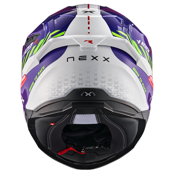 Nexx Y.100R Fade Purple White Full-Face Helmet – rear view
