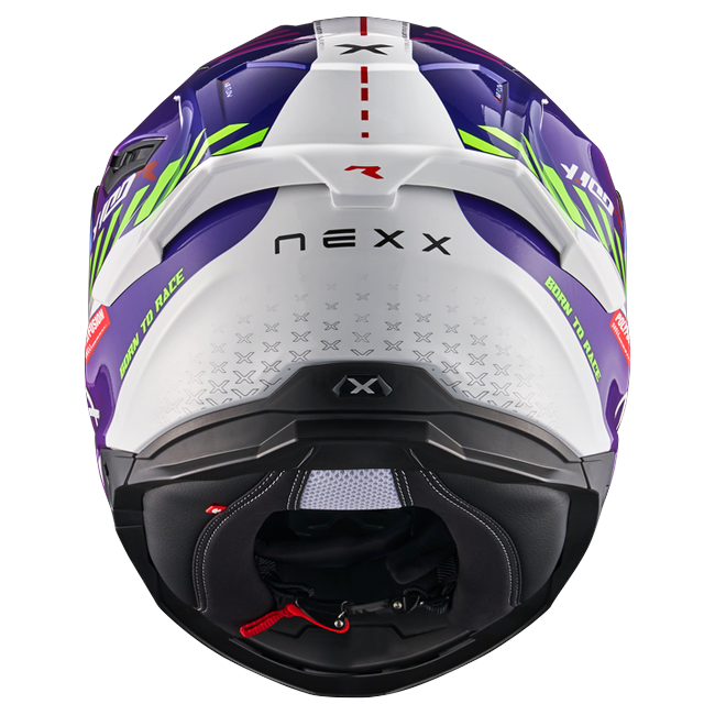 Nexx Y.100R Fade Purple White Full-Face Helmet – rear view