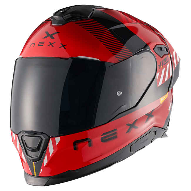 Nexx Y.100R Fade Red Black Full-Face Helmet – front three-quarter view