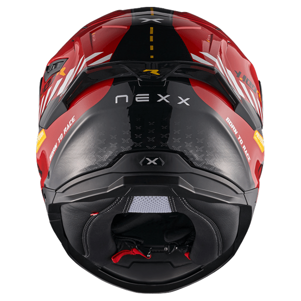 Nexx Y.100R Fade Red Black Full-Face Helmet – rear view