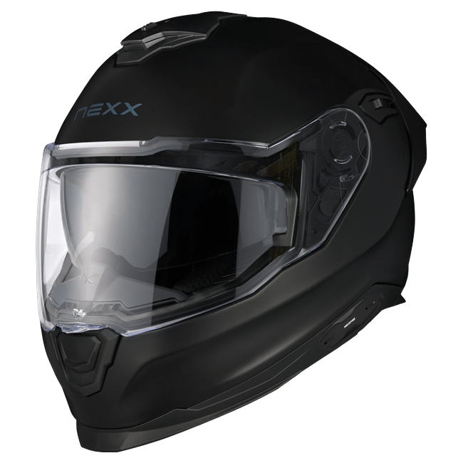 Nexx Y.100R Fullblack Black MT Full-Face Helmet – front three-quarter view