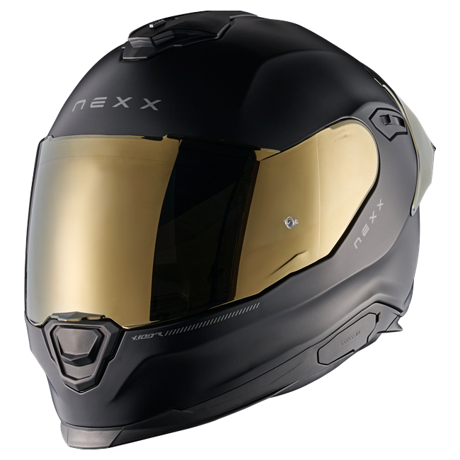 Nexx Y.100R Subsonic Black Gold Full-Face Helmet – front three-quarter view
