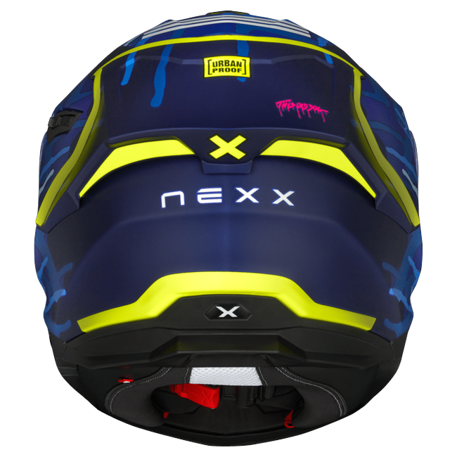 Nexx Y.100R Urbangram Indigo Blue MT Full-Face Helmet – rear view