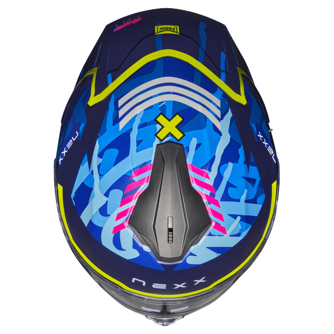 Nexx Y.100R Urbangram Indigo Blue MT Full-Face Helmet – top view