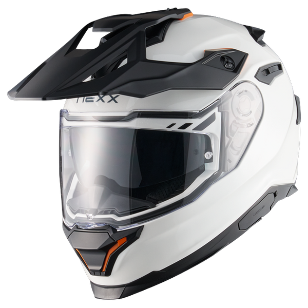 Nexx Y.TRAVL Plain White Adventure Helmet – front three-quarter view