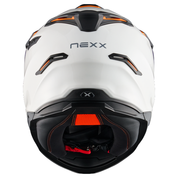 Nexx Y.TRAVL Plain White Adventure Helmet – rear view