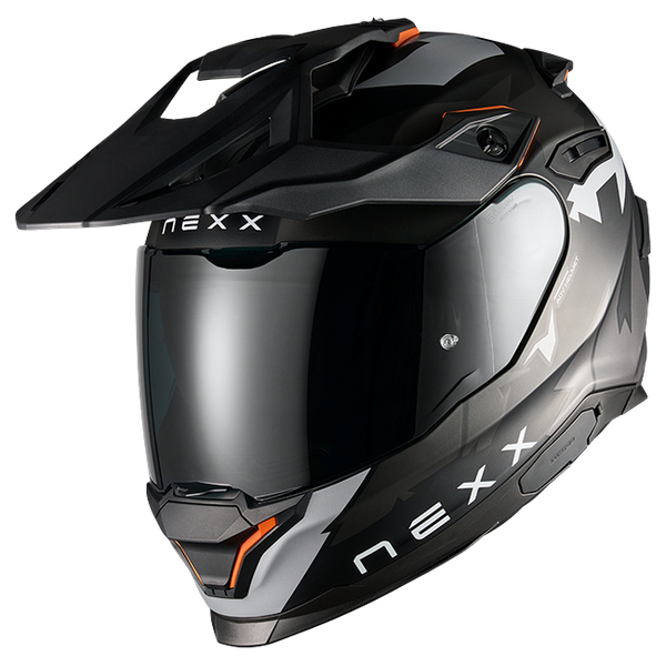 Nexx Y.TRAVL Primal Black Grey MT Adventure Helmet – front three-quarter view