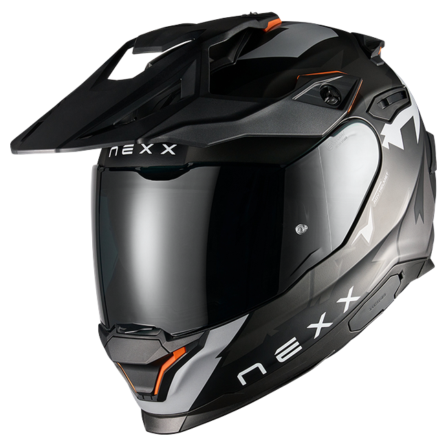 Nexx Y.TRAVL Primal Black Grey MT Adventure Helmet – front three-quarter view