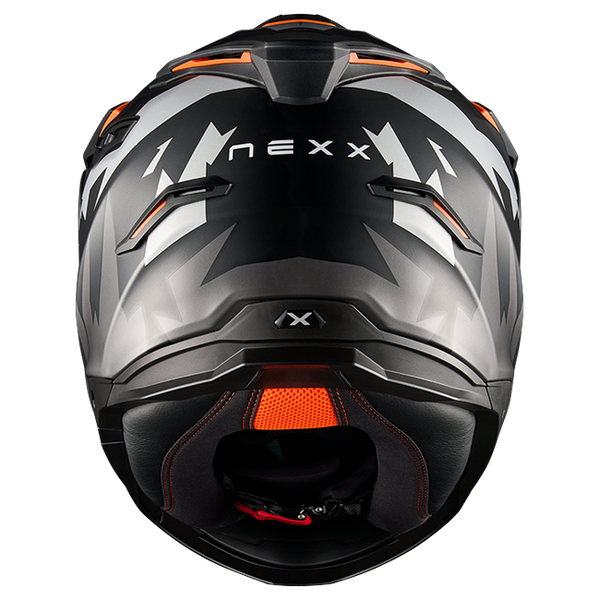 Nexx Y.TRAVL Primal Black Grey MT Adventure Helmet – rear view