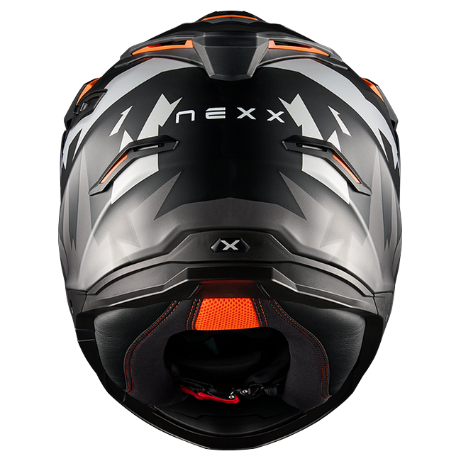 Nexx Y.TRAVL Primal Black Grey MT Adventure Helmet – rear view