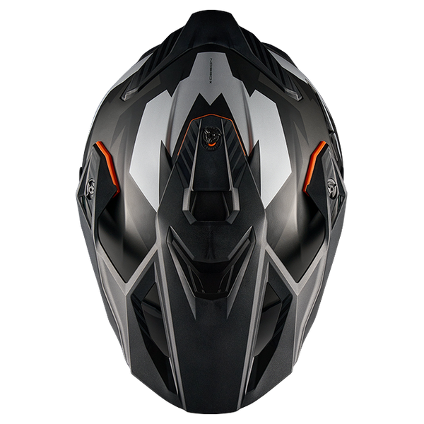 Nexx Y.TRAVL Primal Black Grey MT Adventure Helmet – top view