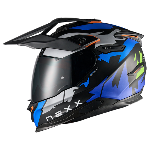 Nexx Y.TRAVL Primal Blue Neon MT Adventure Helmet