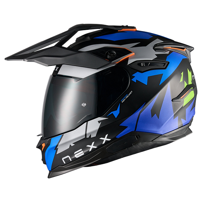 Nexx Y.TRAVL Primal Blue Neon MT Adventure Helmet – side view
