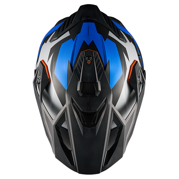 Nexx Y.TRAVL Primal Blue Neon MT Adventure Helmet – top view
