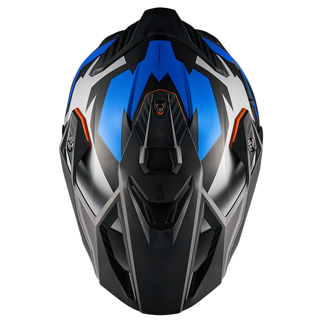 Nexx Y.TRAVL Primal Blue Neon MT Adventure Helmet – top view