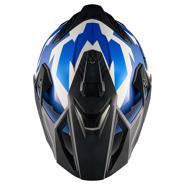 Nexx Y.TRAVL Primal Blue Red Adventure Helmet – top view