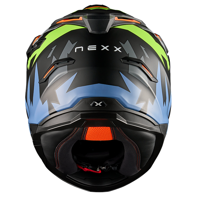 Nexx Y.TRAVL Primal Neon Black MT Adventure Helmet – rear view