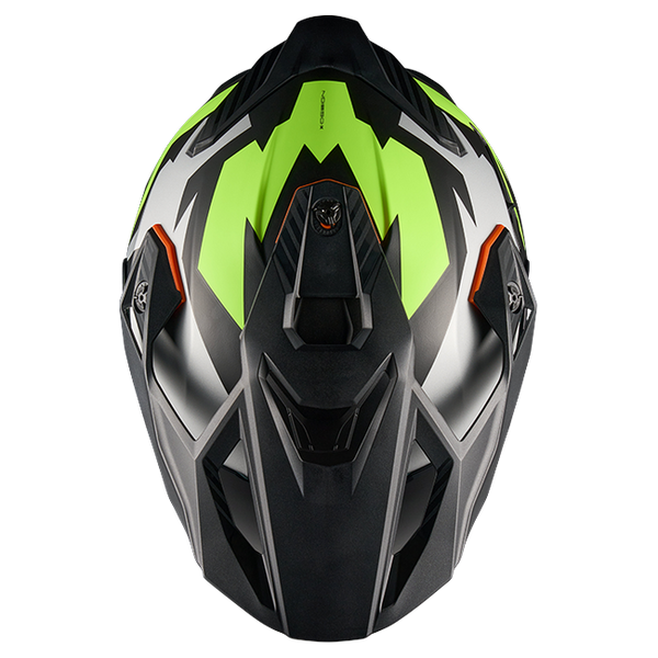 Nexx Y.TRAVL Primal Neon Black MT Adventure Helmet – top view