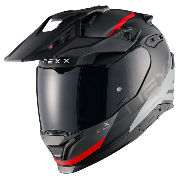 Nexx Y.TRAVL Quest Black Red MT Adventure Helmet – front three-quarter view