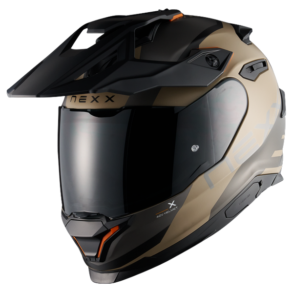 Nexx Y.TRAVL Quest Sand Grey MT Adventure Helmet – front three-quarter view
