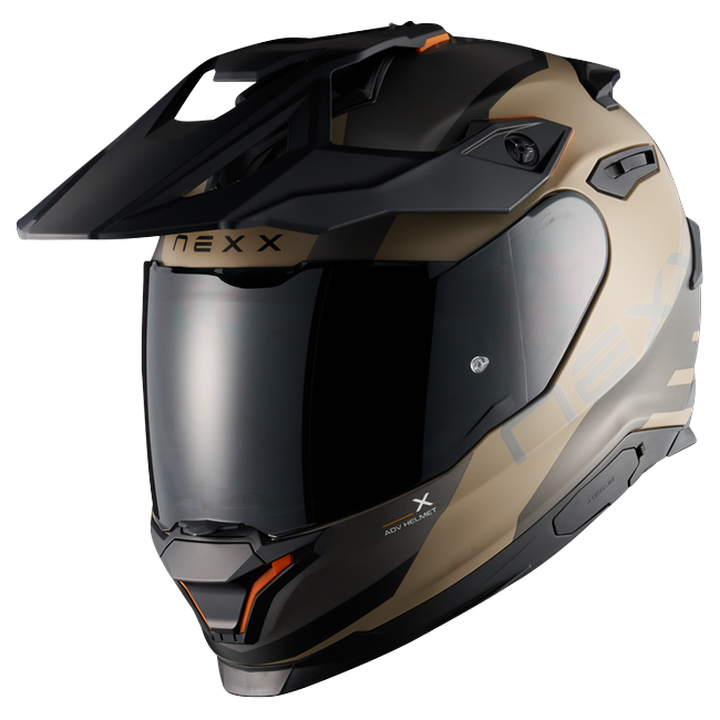 Nexx Y.TRAVL Quest Sand Grey MT Adventure Helmet – front three-quarter view