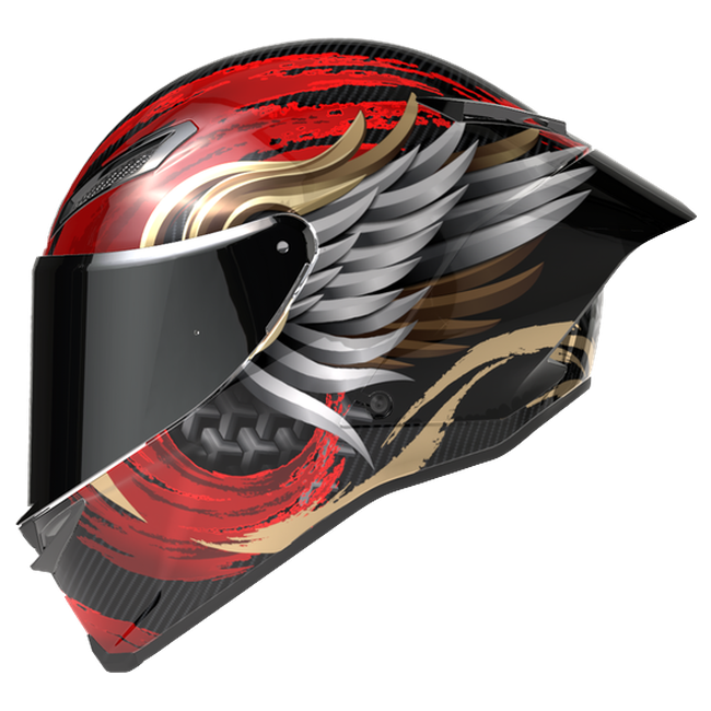 AGV Pista GP RR S Onore Carbon/Gold/Red full-face racing helmet, front three-quarter view