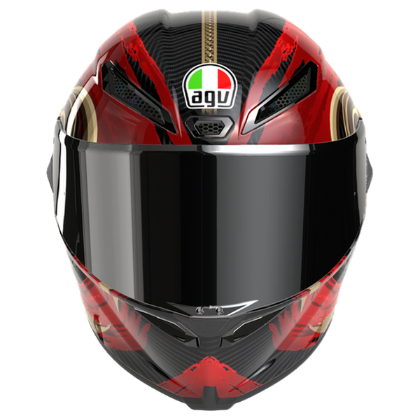 AGV Pista GP RR S Onore Carbon/Gold/Red full-face racing helmet, front view