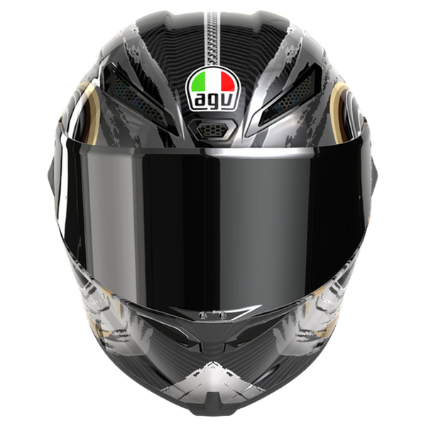 AGV Pista GP RR S Onore Carbon/Gold/Silver full-face racing helmet, front view