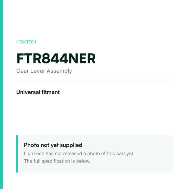 LighTech FTR844NER Gear Lever Assembly for Universal fitment – specification card, photo pending