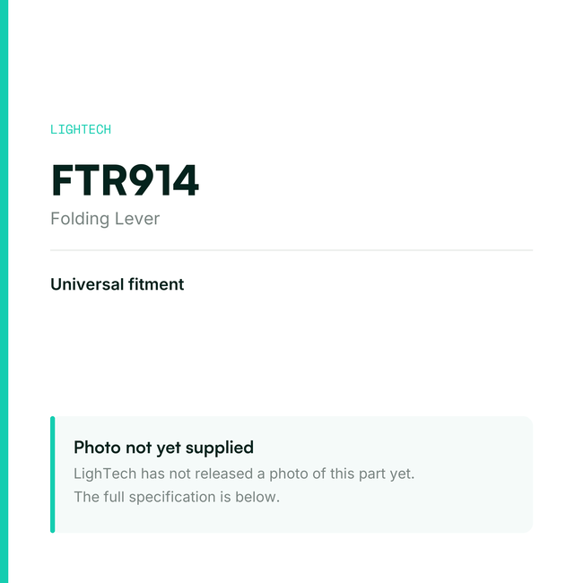 LighTech FTR914 Folding Lever for Universal fitment – specification card, photo pending