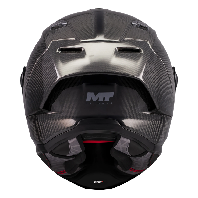 MT-Helmets KRE 2 PLUS Pure A1 full-face helmet in gloss carbon — rear view
